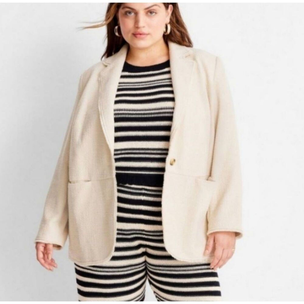 Future Collective Women's Cream Blazer Size 1x